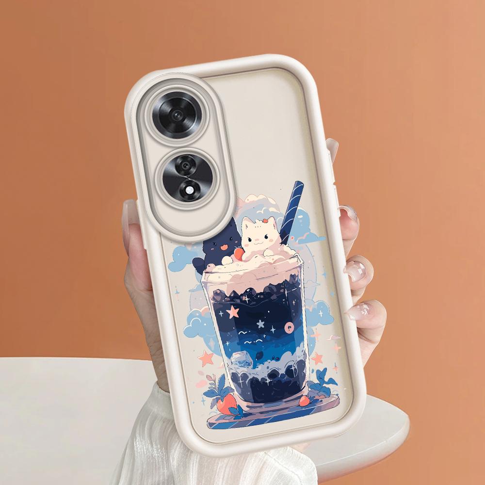 For Realme 11 11x 12x 12 Pro C21 C30 C33 C35 C65 OPPO A18 A38 A60 A96 Reno 10 11 12 Pro Cartoon Black White Cats Full Camera Protect Soft Casing