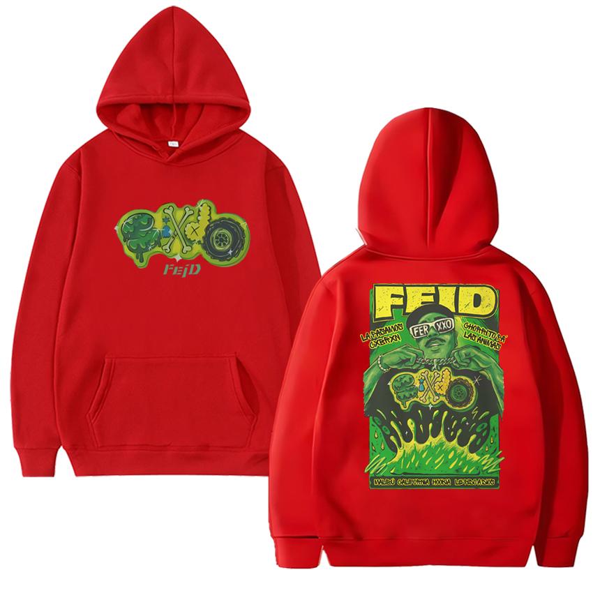 

Hot Singer FERXXO Feid Double Sided printed Hoodie 2025 Men women harajuku vintage Sweatshirt Unisex Fleece Long sleeve pullover S