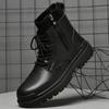 Vintage Stijl Heren Motorlaarzen Handgemaakt Zijrits Heren Enkellaarsjes Casual Leer Hoge Schoenen Mannelijk Platform Basic Botas
