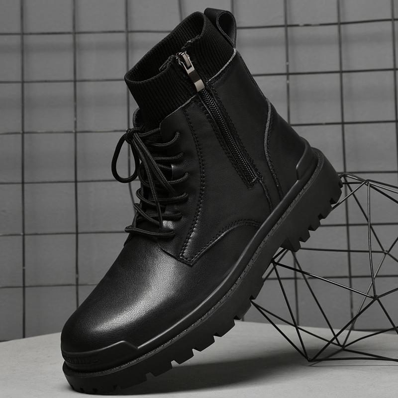 Vintage Style Mens Motorcycle Boots Handmade Side Zipper Man Ankle Boots Casual Leather — фото 5