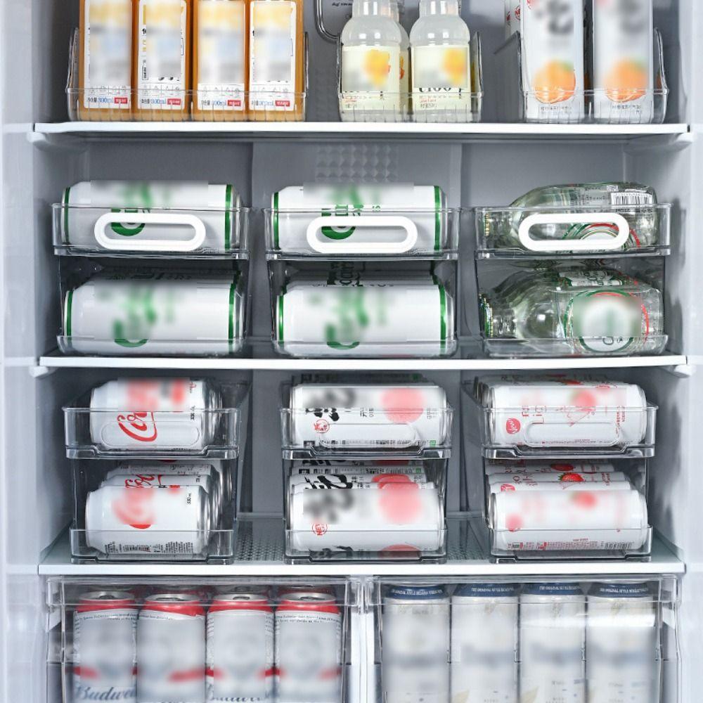 1/2 Tier Soda Can Storage Organizer Large Capacity Auto-Rolling Soda Can Dispenser Handles BPA-Free Refrigerator Storage Rack