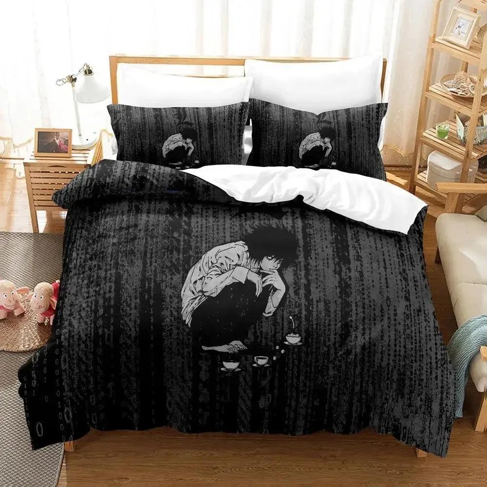 New Death Note Bedding Set Single Twin Full Queen King Size Bed Set Adult Kid Bedroom Duvet Cover Sets 3D Anime Bed Sheet Set