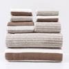 8-Piece Coral Fleece Towel Set Super Soft & Highly Absorbent Bath & Face Towels Narrow & Wide Stripe Design Shedding Resistant for Bathroom Spa