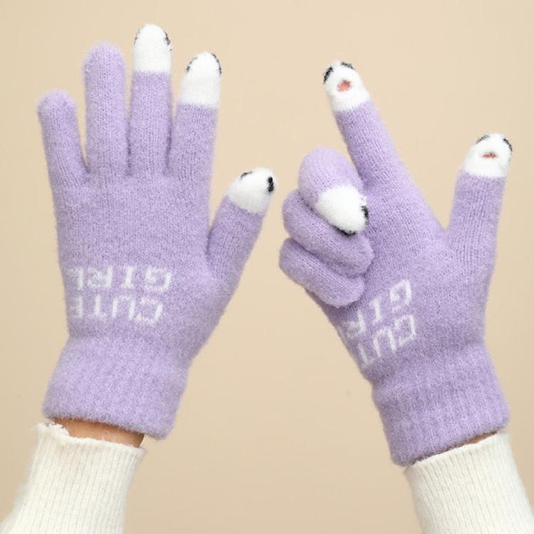 Adult Touchable Screen Gloves Mittens Jacquard Letter Full Finger Gloves