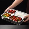 304 Stainless Steel Divided Dinner Tray Lunch Container Food Plate for School Canteen 3/5/4 Section Divided Bento Tray Tableware