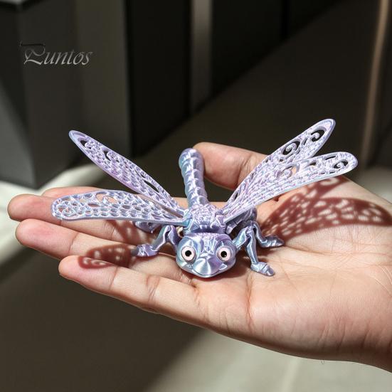 Eco-friendly Plastic Figure 3D Printed Articulated Dragonfly Model, Flexible Realistic Animal Fidget Toys, Educational Science Teaching Aid