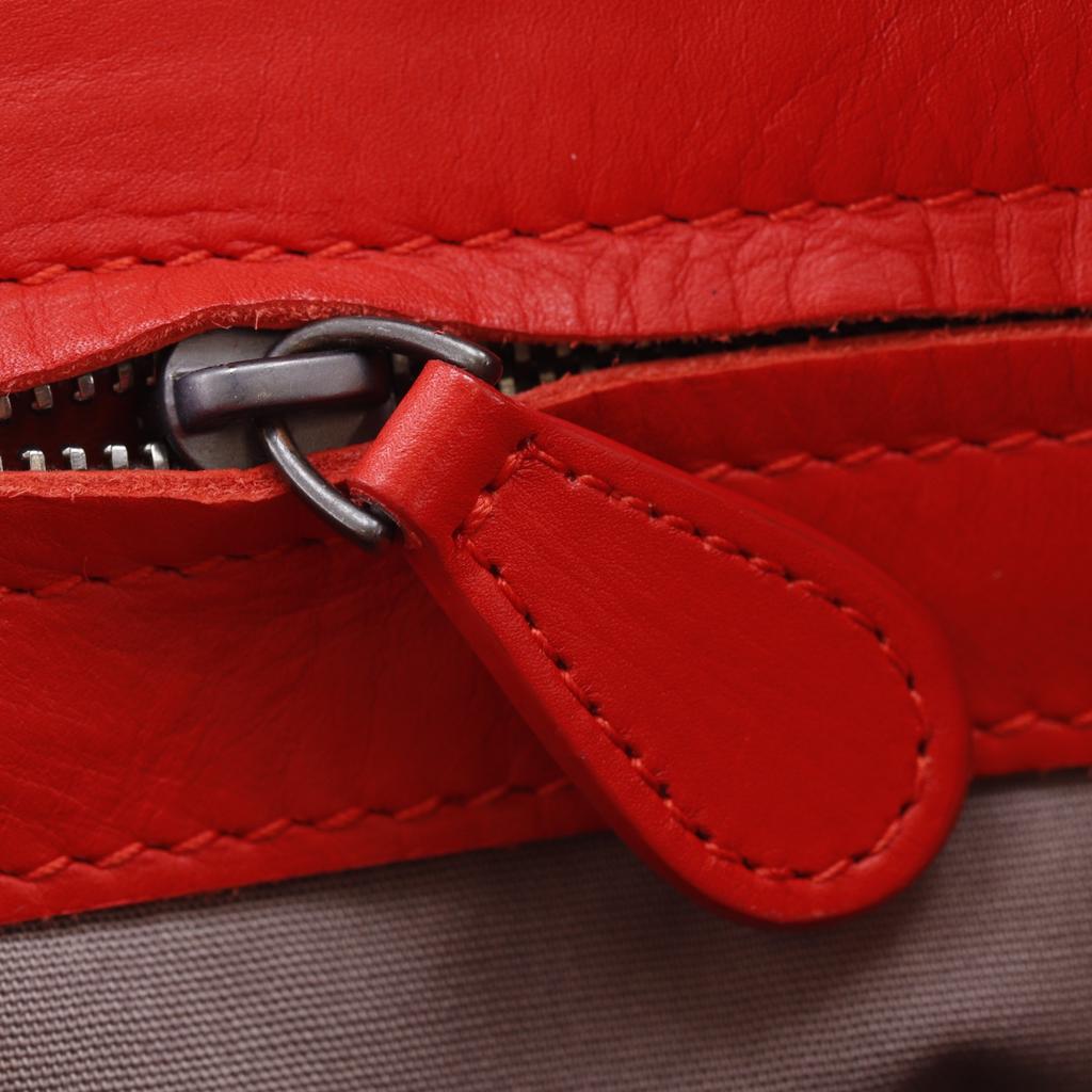 BOTTEGAVENETA Intrecciato Shoulder Bag Red Calfskin Women Used