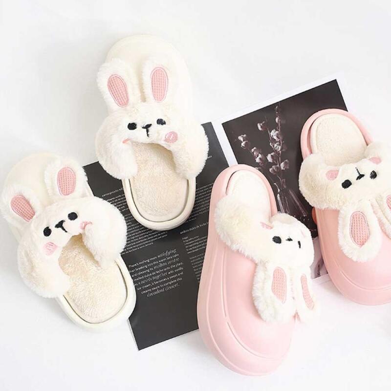Winter Rabbit Fur Slippers 2 Colors CH1925191 white