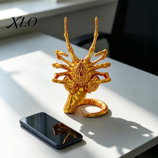 Gift for Sci-fi Fans 3D Printed Sci-Fi Horror Phone Holder, Novelty Stable Smartphone Stand, Shelf Decoration Compact Collectible Ornament Video Calls