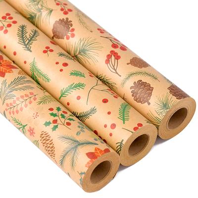43x1000cm Xmas Tree Snowflake Large Size Retro Gift Paper DIY 1 Roll Packing Decor Paper Kraft Wrapping Paper