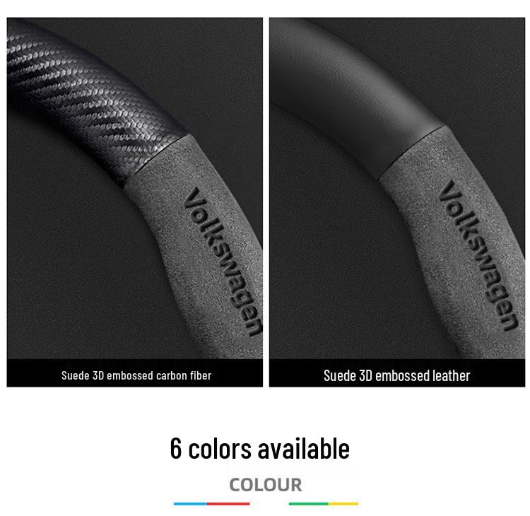 Volkswagen Golf Steering Wheel Cover for 2010-2023 Models: Suede & Carbon Fiber, Compatible with R-Line & 8th Generation