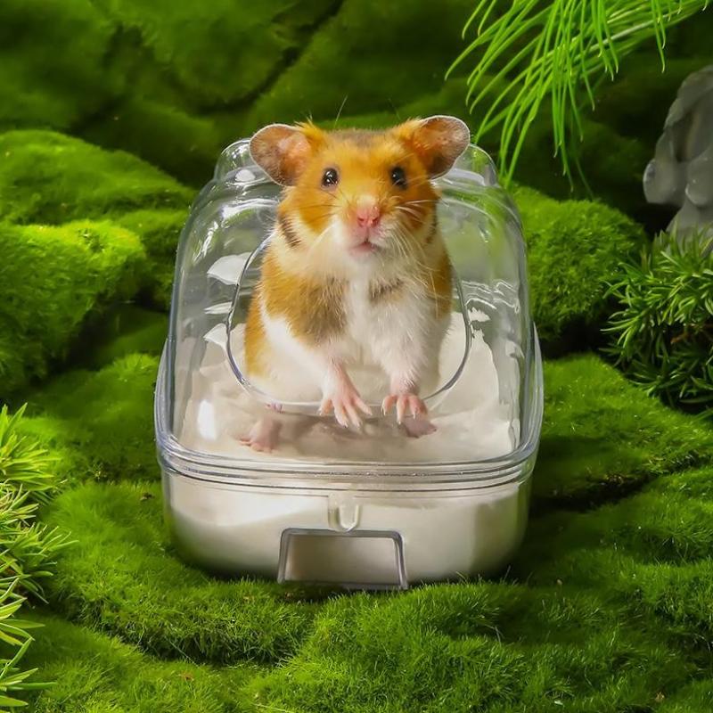 Transparent Hamster Cage External Bathroom Toilet Sandbox Easy To Cleaning Big Space Removable Bath Small Pet Bath Supplies