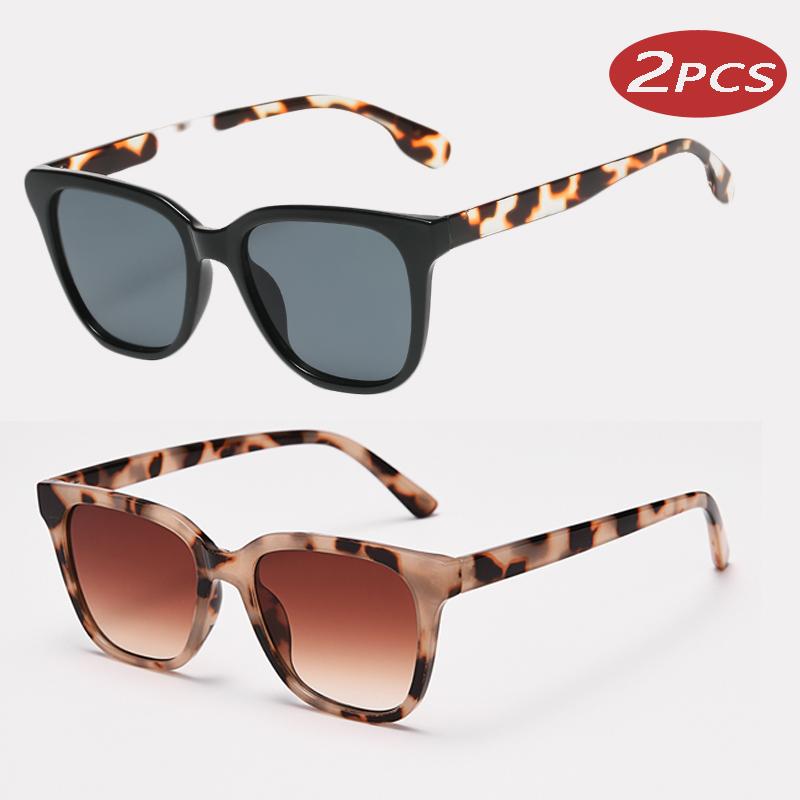 

2pcs New Brand Female Trendy Small Frame Square Sunglasses Women Vintage Brand Candy Sun Glasses Outdoor Driving Shades UV400 show as picture