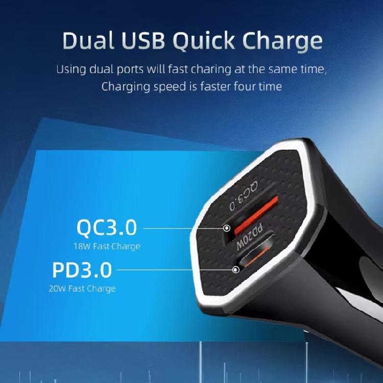 Portable 38W Double  USB Car Chargers Plastic Vehicle Chargers Simple Operate for Safe & Efficient Multiple Device Charg