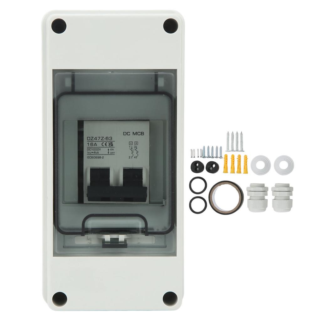 2P Miniature Circuit Breaker 16A IP65 Waterproof DC Disconnect Switch for Solar Photovoltaic System 1000V