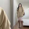 Women's Khaki Wool Coat: Korean-Style, Medium-Length, Lace-Up, Hepburn-Inspired, Perfect for Autumn and Winter