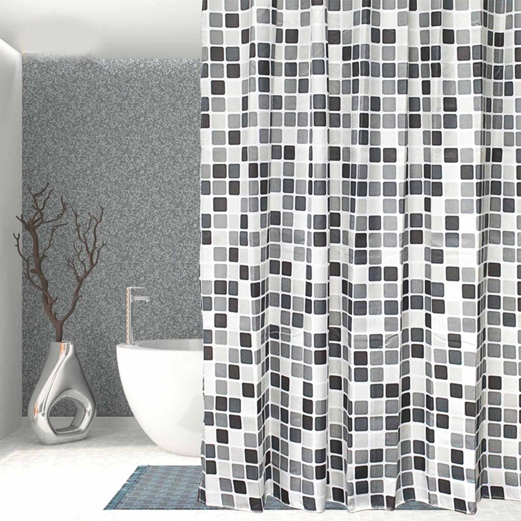 Elegant Mosaic Design Bathroom Curtain With Waterproof Polyester Fabric For Modern Homes