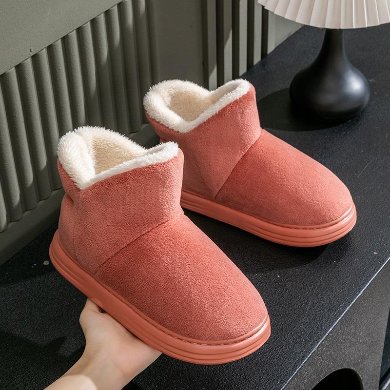 High-top Cotton Slippers Women's Autumn and Winter New Indoor Household Confinement Shoes Warm Non-slip Shoes Bag Heel Velvet Men