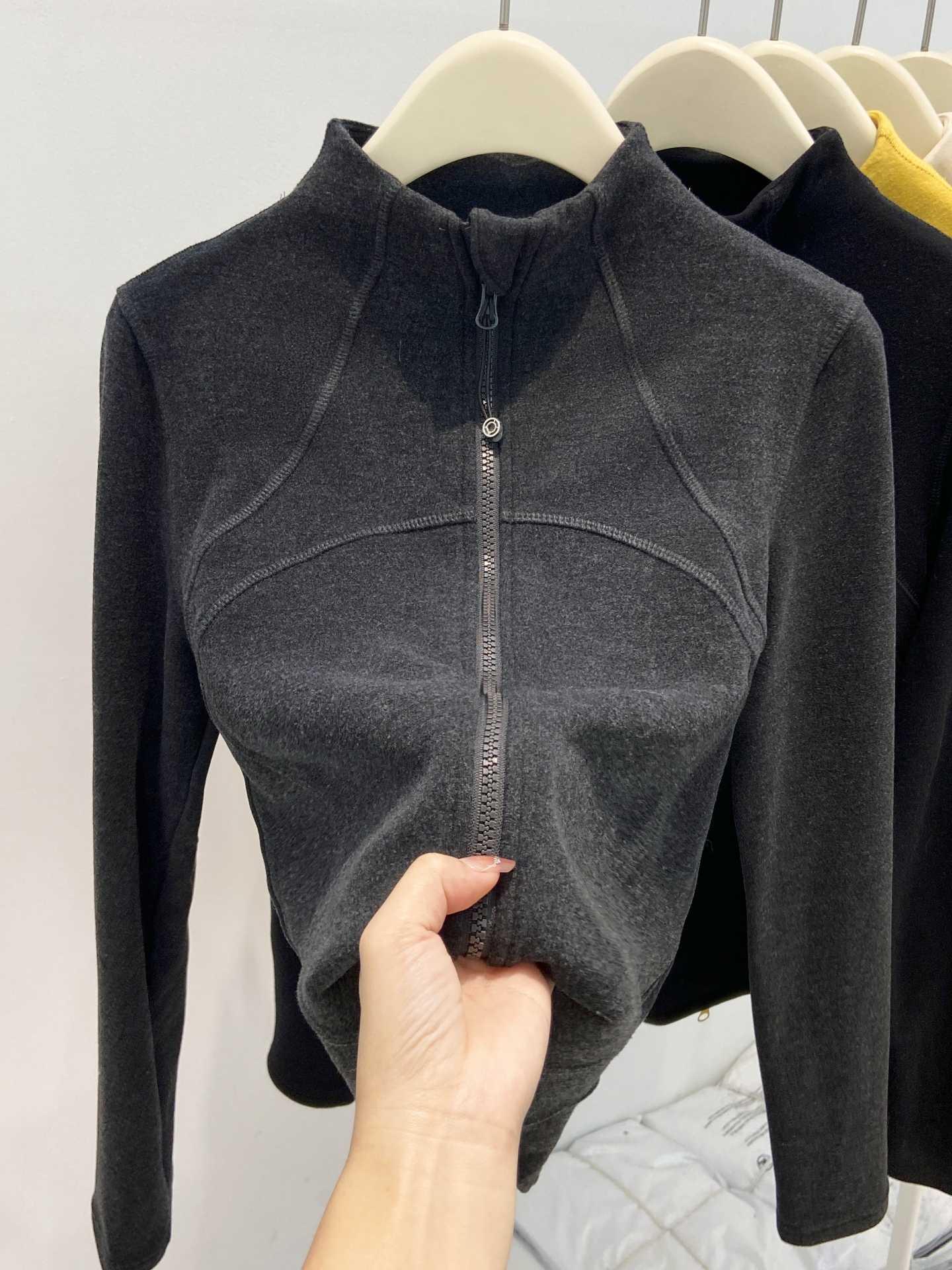 

European Half-High Collar Double Zipper Fleece Warm Ins-Style Slim Fit Long Sleeve T-Shirt for Women Extra Large серый