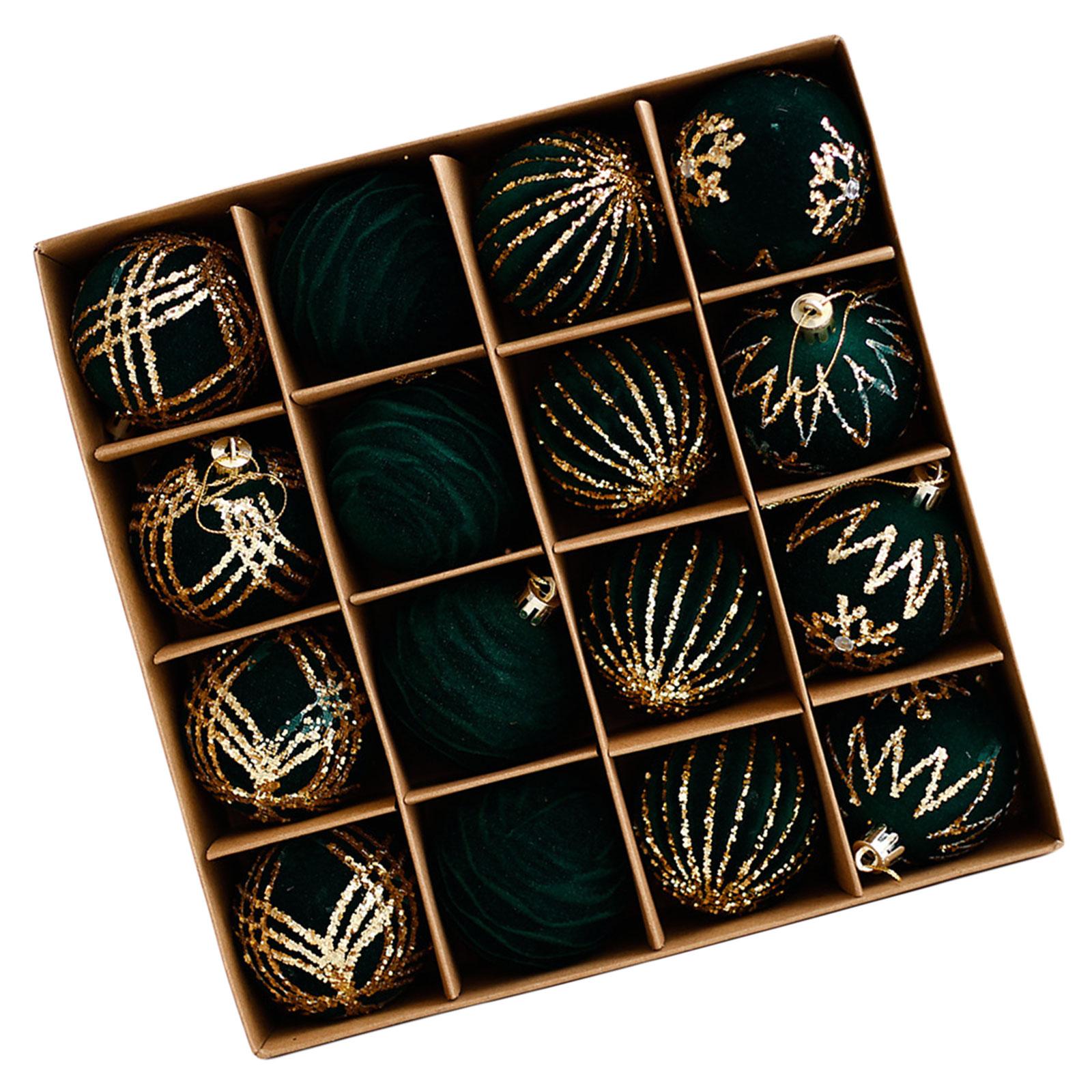 Набор из 16 элегантных подвесных рождественских елочных украшений, красочных безделушек для праздничного украшения, внутреннего и наружного украшения темно серый