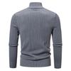 Mens Stand Collar Thickened Jacquard Zip Up Cardigan Knit Sweater
