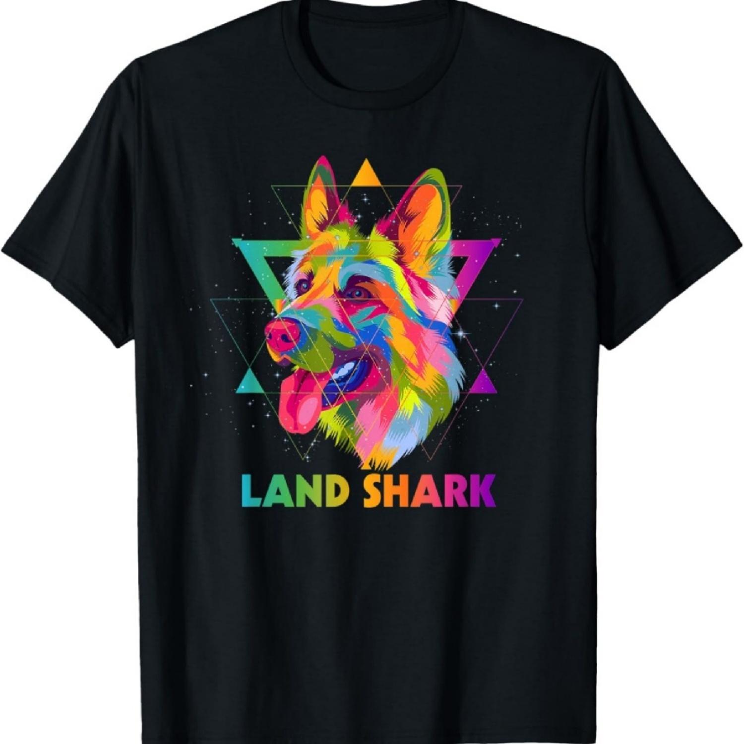 

Land Shark German Shepherd Funny Shepard Humor Dog Theme T-Shirt XXXXXL чёрный