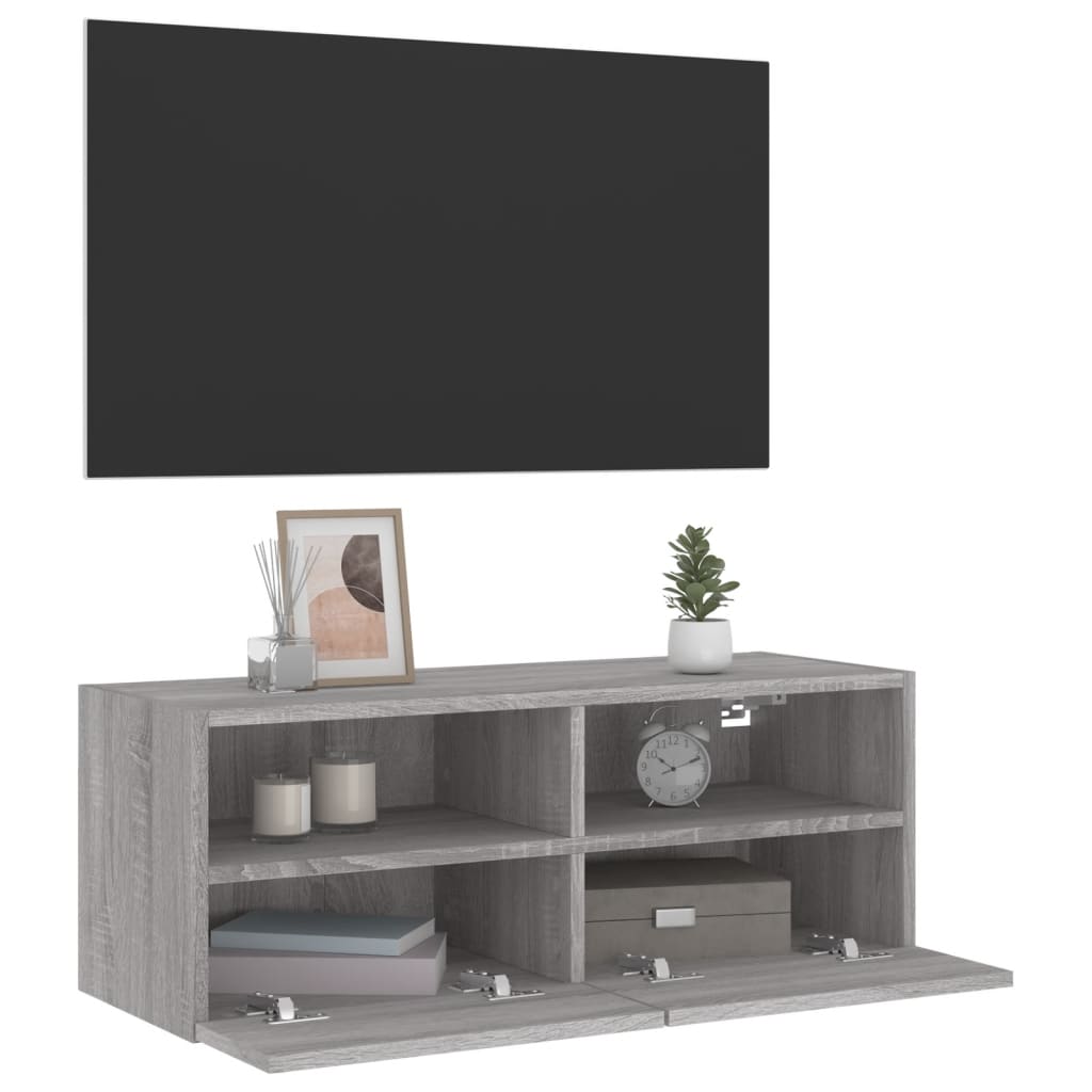 Vidaxl Ścienna Szafka Tv, Szary Dąb Sonoma, 80X30X30 Cm