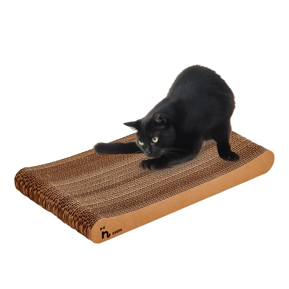 Nyans Cat Scratching Post [No Scratching Dust, 1-Year Durability, Made in Japan] [Cat Scratching Post, Double-Sided, Super-Reinforced Cardboard,
