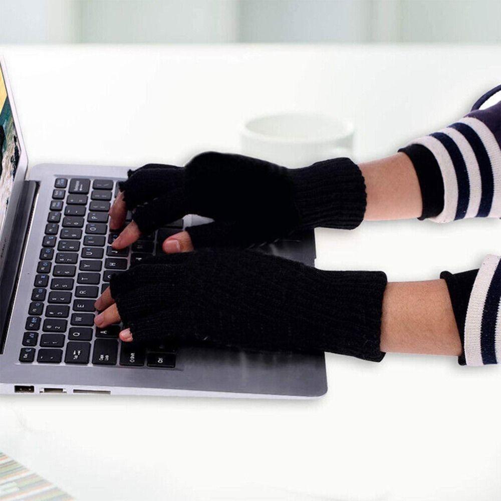 Wool Mittens Velvet USB Electric Heated Gloves Knitted Gloves Winter Heated Gloves Female Gloves