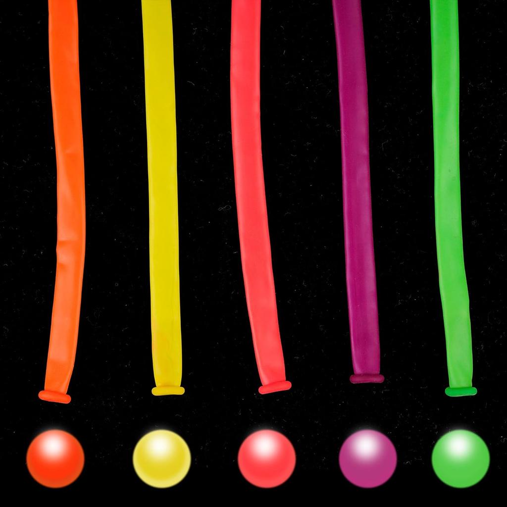 200 Pieces Neon Glow Blacklight Reactive Fluorescent Long Twisting Balloons for DIY Animals Twisting Glow Party Birthday Party Decoration