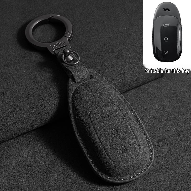 Li Auto Key Case & Protective Lanyard for L6, L7, L8, L9max, One Models - Suede Finish
