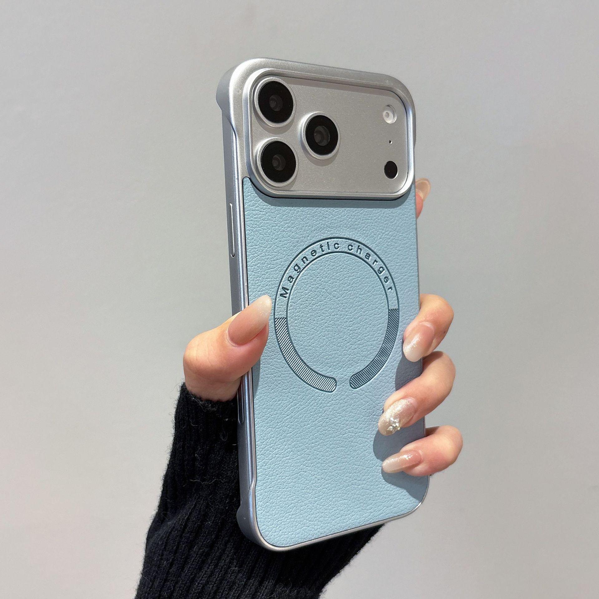 

Apple 17ProMax Lychee Pattern Magnetic Case for iPhone 16 - Slim, Lightweight, Anti-drop. iPhone 16 Pro синій