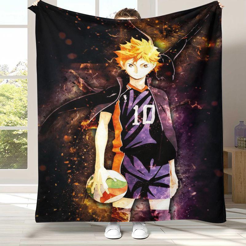 Cartoon Haikyuu Hinata Shoyo Volleyball Anime Flannel Blanket,Ultra Soft Plush Throw for Home Bedroom Bed Sofa Camping Picnic