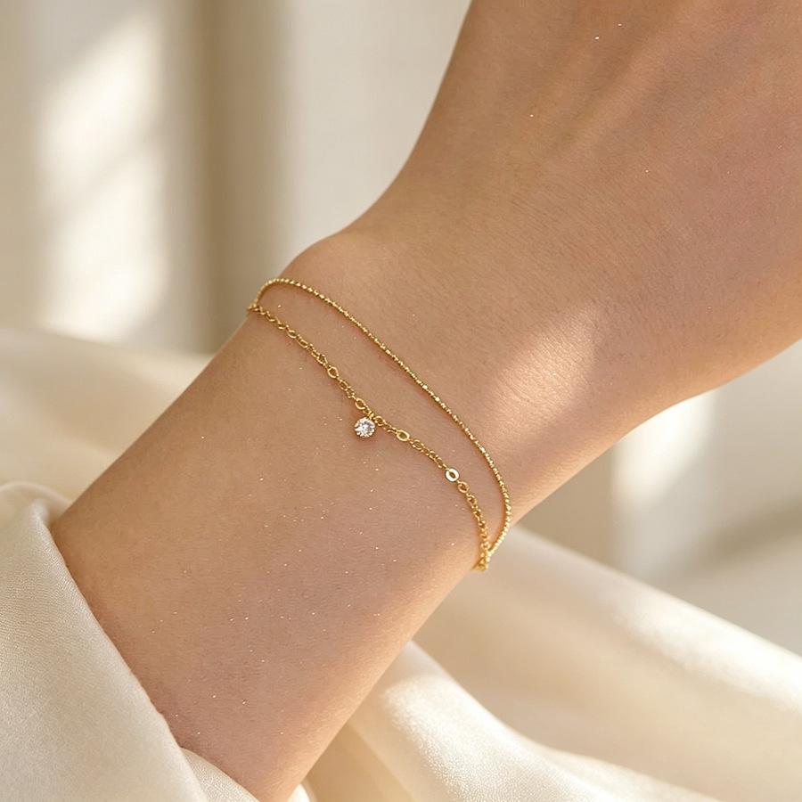 S925 Sterling Silver Double-Layer K Gold-Plated Bracelet for Girls - Exquisite Stackable Jewelry, 2026 New Style