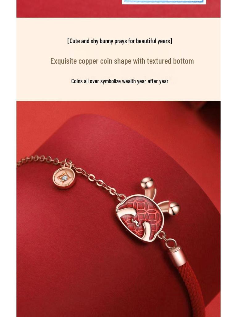 2023 Year of the Rabbit Zodiac Red Rope Bracelet – Women's Lucky Charm and Christmas Gift