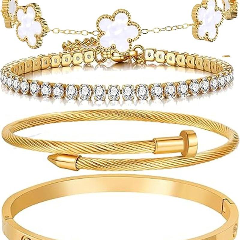 Zircon-studded Multi-layer Stackable and Versatile Women's Bracelet