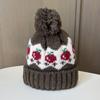 Fair Island Jacquard Apple Wool Hat Ladies Autumn and Winter Cute Hairball Knitted Hat Warm Ski Hat