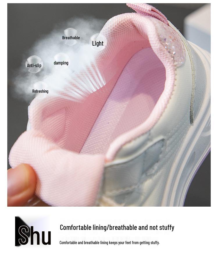 2026 Kids' Cartoon Board Shoes - Spring/Autumn, White Princess Sports Sneakers, Korean Style for Girls