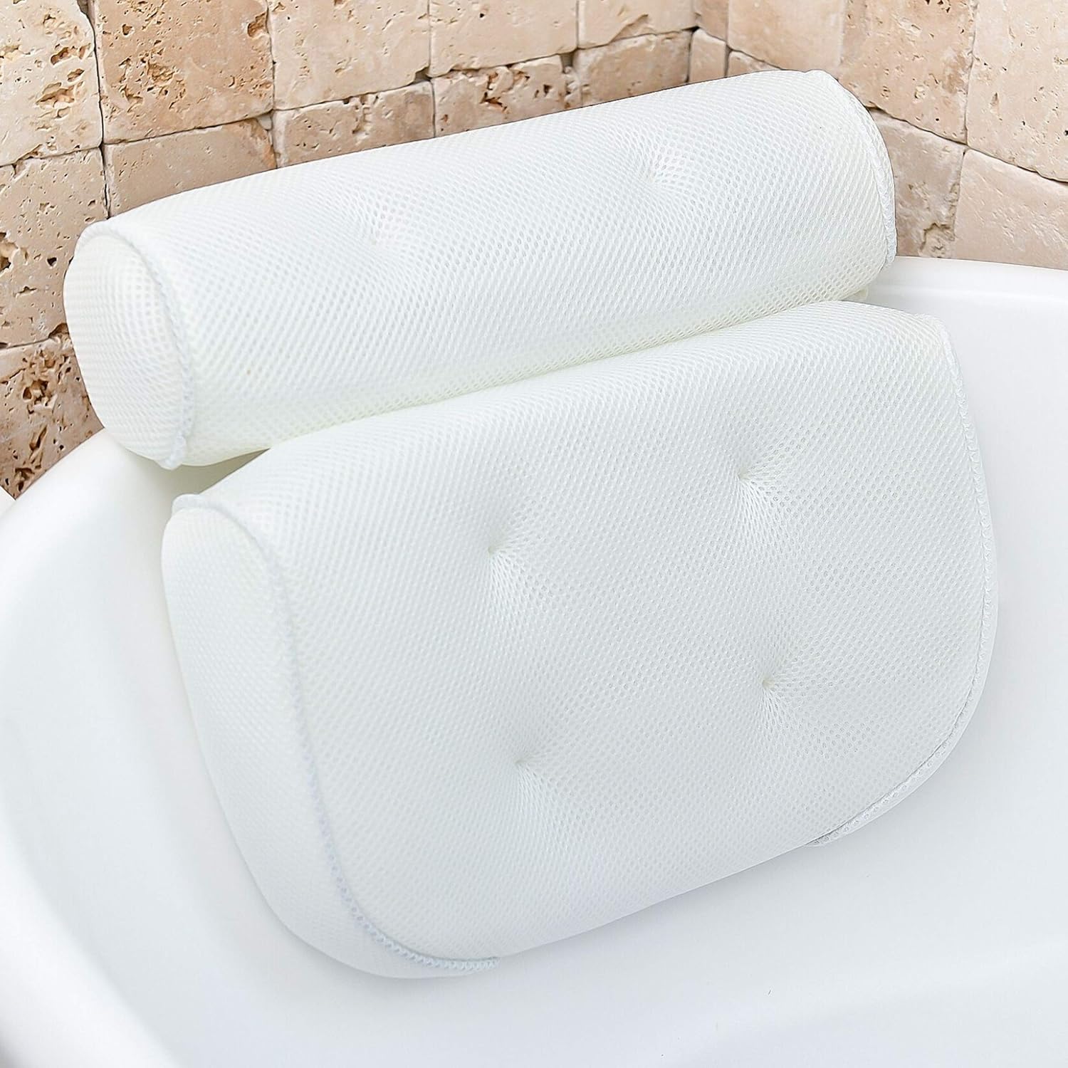 

Bathtub Pillow for Neck and Shoulder Spa Bath Cushion Pillow for Tub Neck and Back Support Bath Accessories for Women Headrest белый
