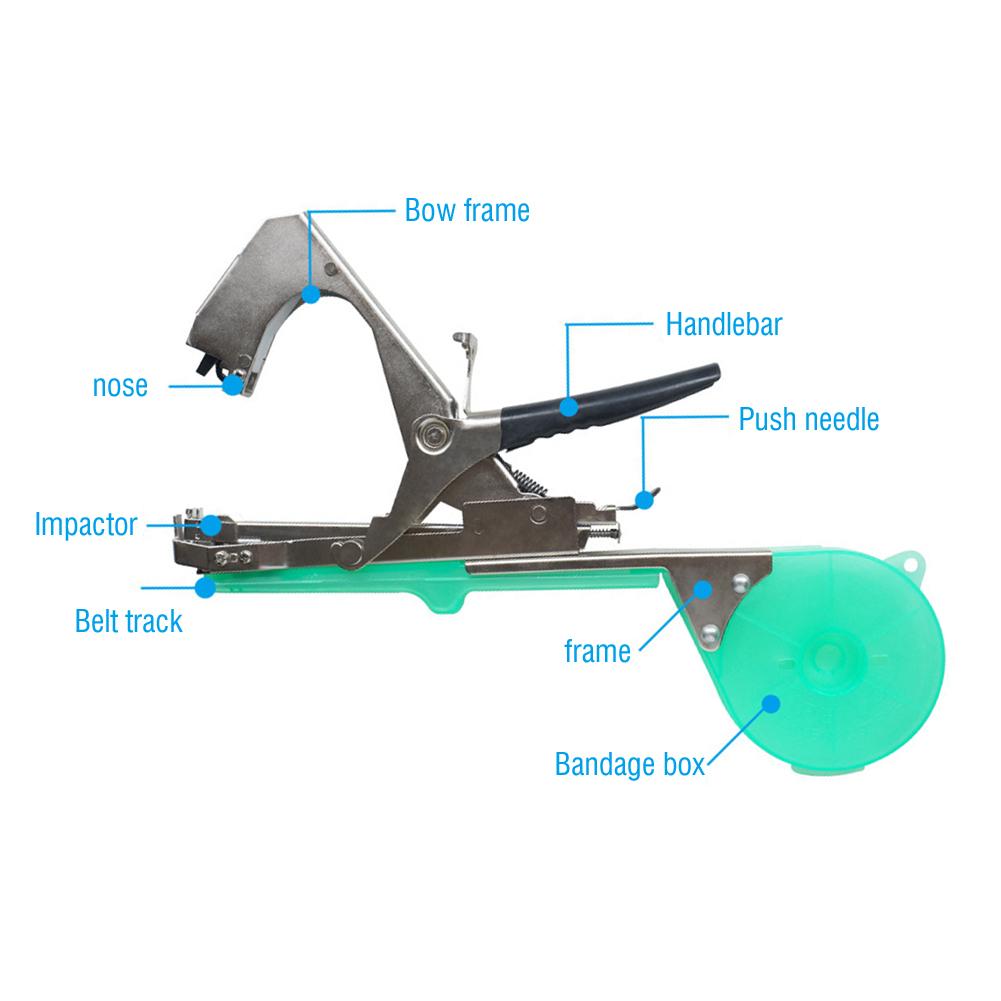 Tying Machine Garden Plant Tapetool Tapener with 6 Roll Tape +1 Box Staples Hand Tying Binding Machine for Vegetable Pepper Vine