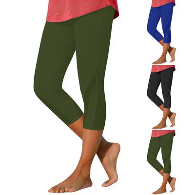 Women's Fashionable Color High Waist Sports Yoga Casual Cropped Pants
