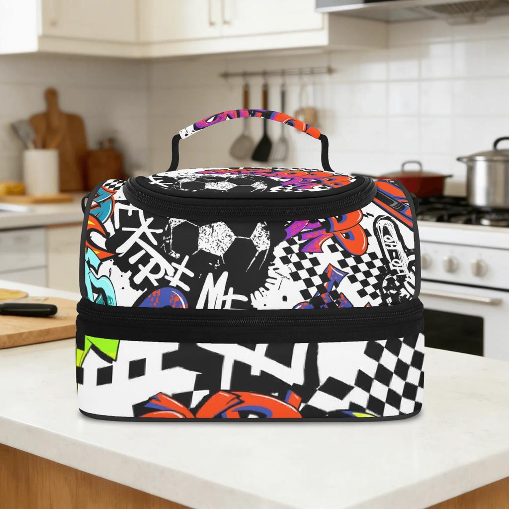 Large Insulated Lunch Tote Thickened Thermal Food Storage Bag for Students College School Work Commuting and Picnic