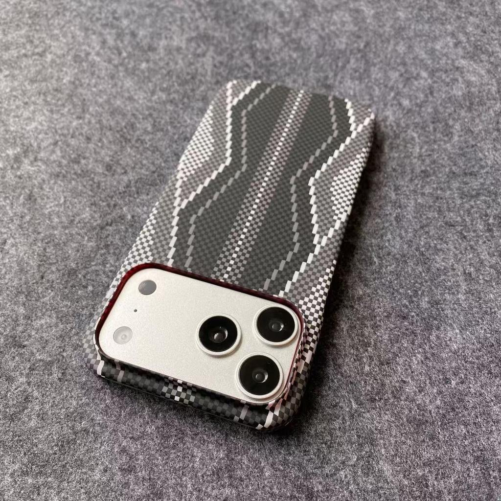 iPhone 17 Pro Max Red Snake Kevlar Phone Case - Premium Feel, Half-Wrapped Design for Apple 16/15