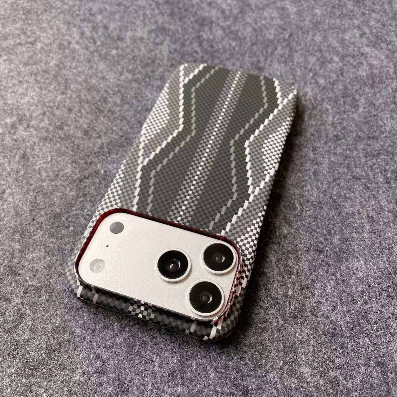 

Red Snake Scepter Kevlar Pattern Phone Case for iPhone 17 Pro Max - Frosted Lightweight Half-Wrapped Design. iPhone 16 Pro