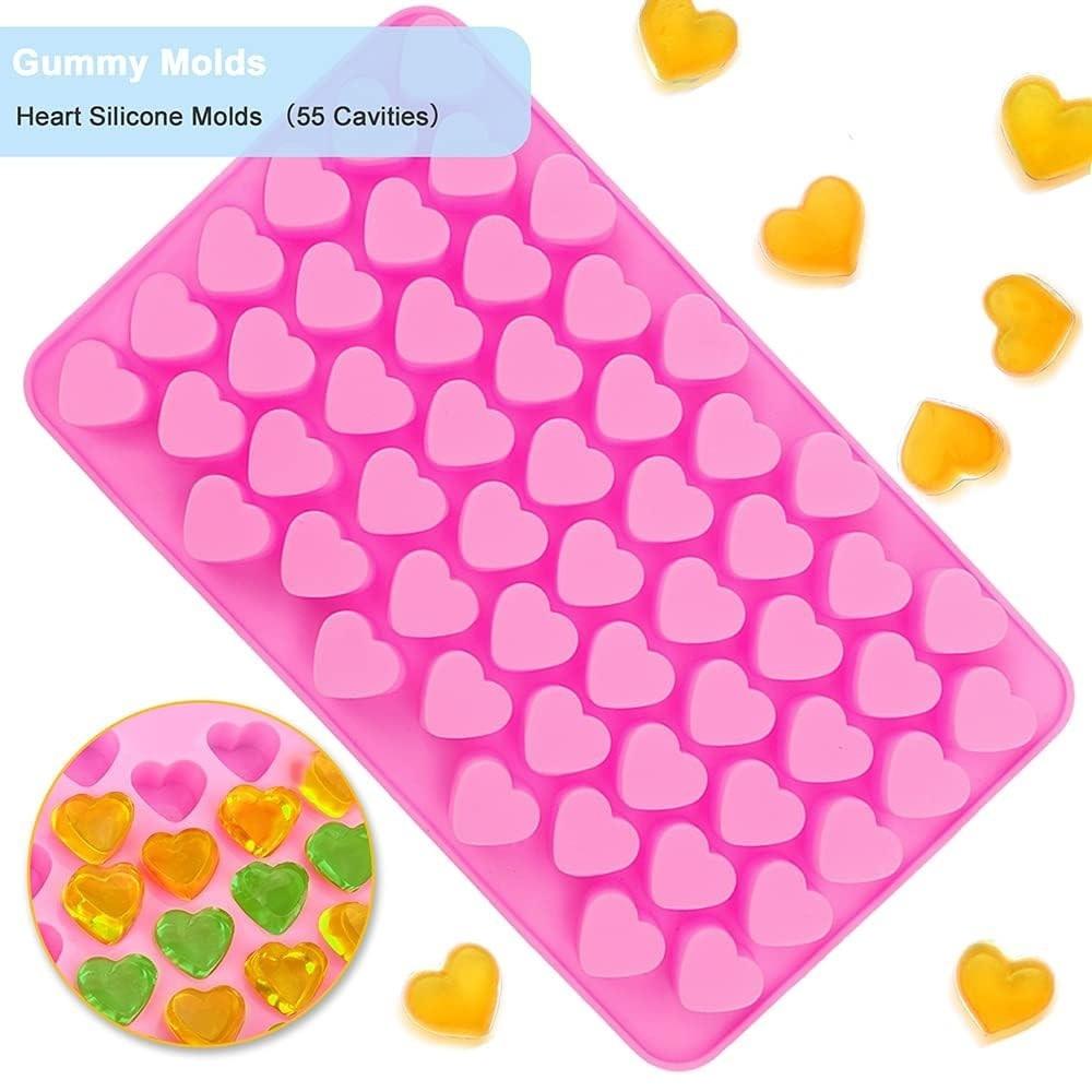 4/7pcs Silicone Candy Mold Set with Bear Dinosaur Donut Heart Mold and 2 Droppers DIY Non-stick Multi-Shape Chocolate Mold