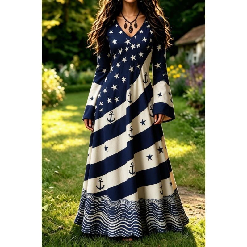 Ladies V Neck Flare Sleeve Maxi Dress 2026 New A Line Silhouette Wedding Guest Long Dress