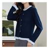 Navava Long Sleeve Knit Cardigan Frill Color Block Nk2034