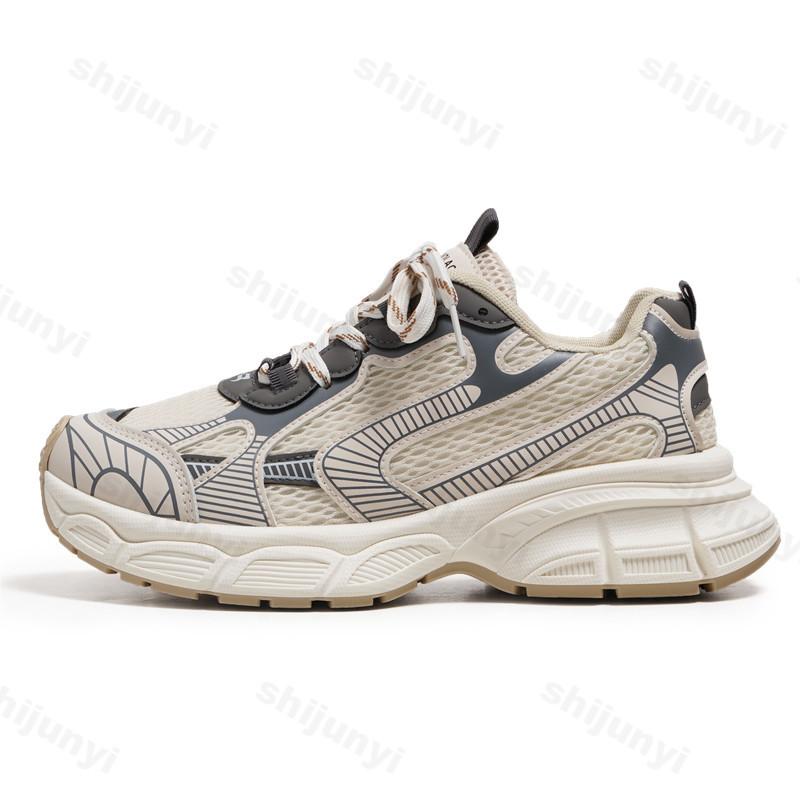 

Модная мужская сетчатая дышащая обувь с низким верхом и толстой подошвой, повседневная спортивная обувь, тренд осенней моды 2025, универсальные удобные кроссовки на платформе 39 бежевый