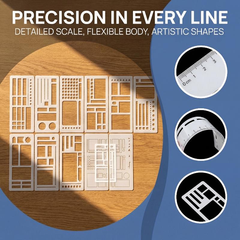 DIY Scrapbooking Record Template Flexible Handmade Stencils Tool 3 9pcs for Drawing Planners Art Craft Projects