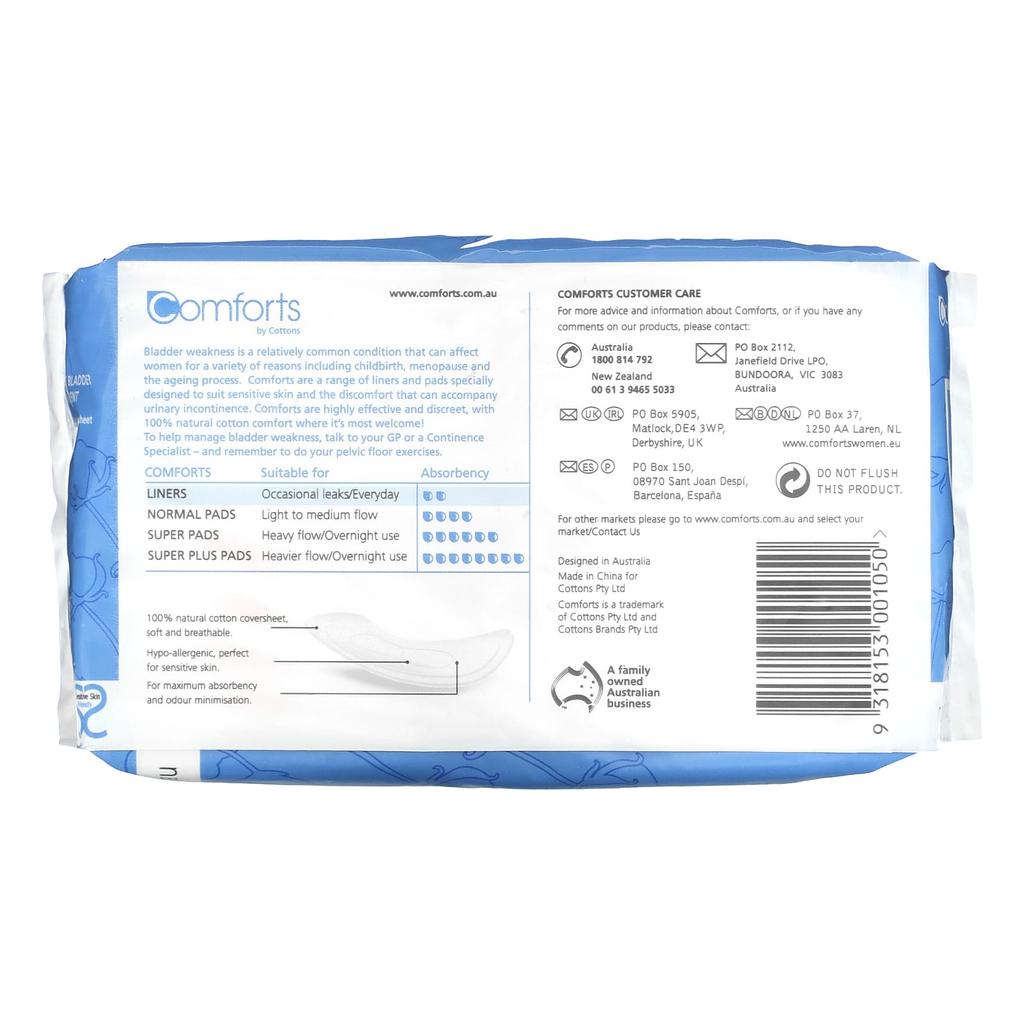 Cottons Natural Cotton Comfort, Liner, 30 Pieces